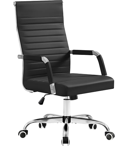 Amazon.com: Furmax Ribbed Office Chair High Back PU Leather